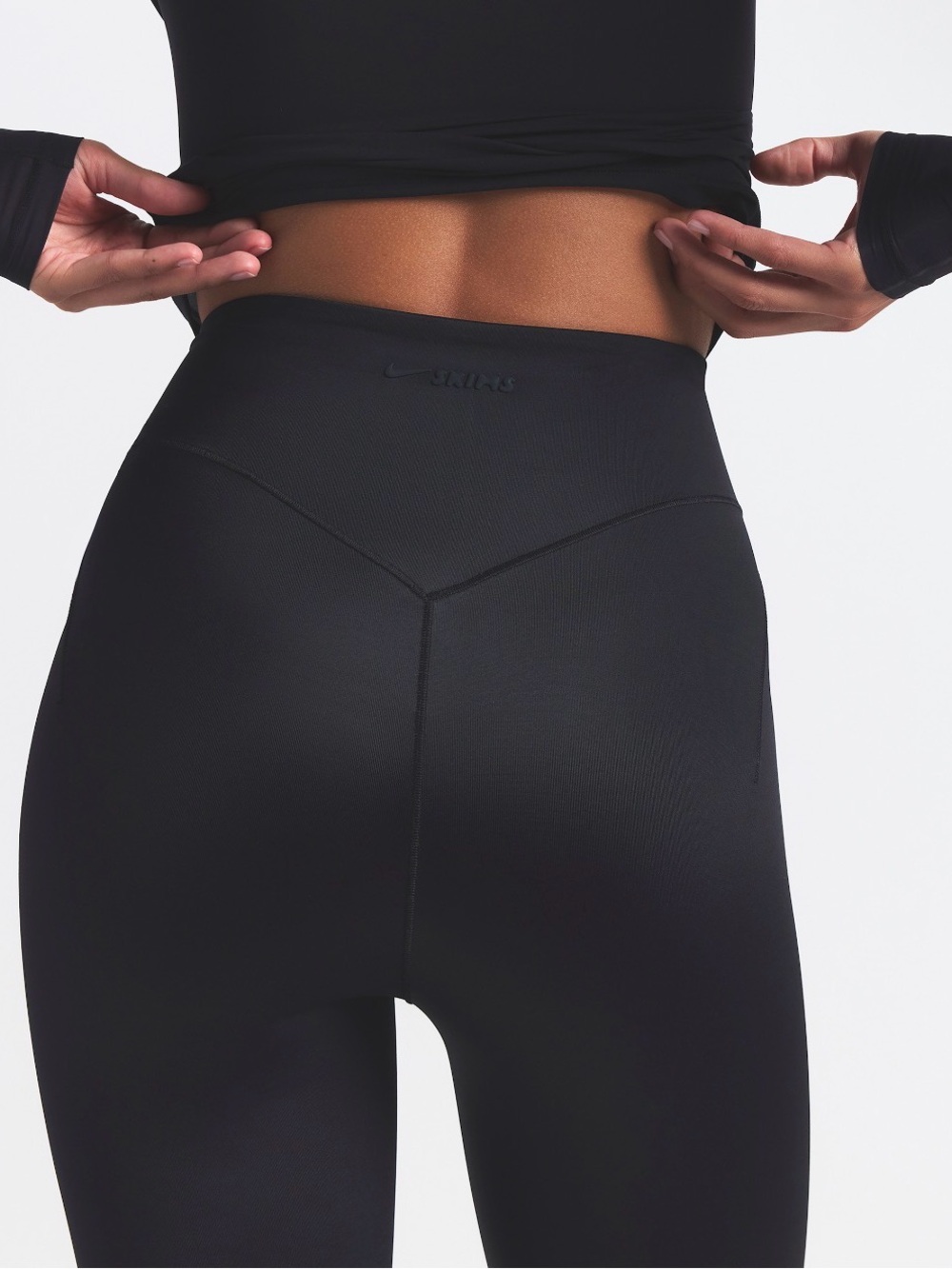 NikeSKIMS LIMITED ED Bonded Waist 26” Leggings Obsidian Black Size L NWT - Picture 3 of 6